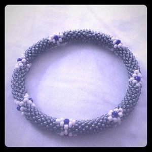 Blue with white flower bracelet